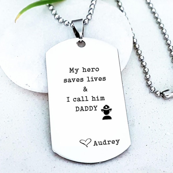 Firefighter Gift Fireman Gift Firefighter key chain necklace Fire Wife military dog tags boyfriend gift hero dad gift M13