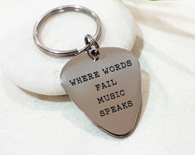 Guitar Pick Keychain - Personalized Name Keychain - I pick you Keychain - Anniversary Gift - Gift for Him - Musician Keychain K4