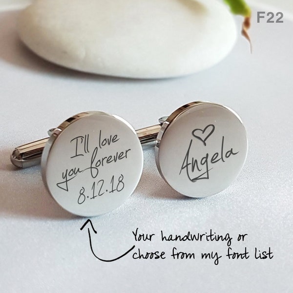 Personalized Cuff Links, Handwriting CuffLinks, Christmas Gift for Dad Husband, Custom Cufflinks Groom Wedding Cuff links father day gift