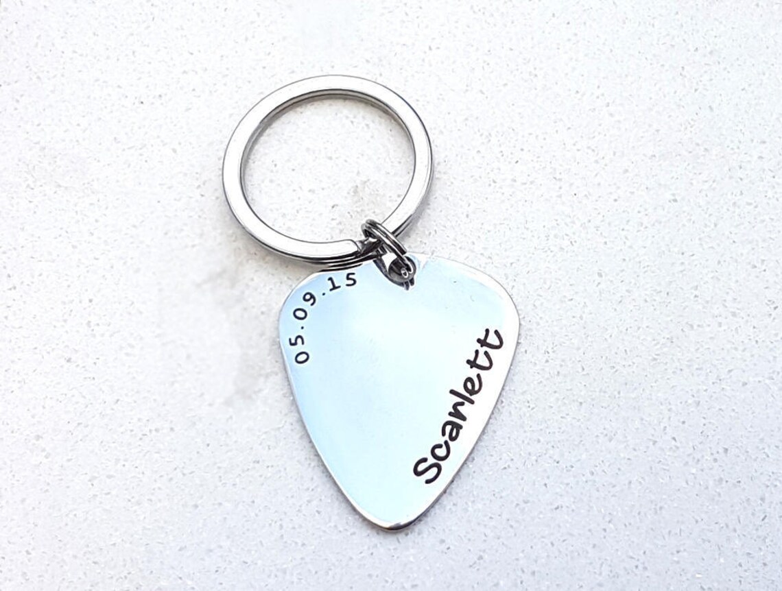 Guitar Pick Keychain Personalized Name Keychain Husband Etsy