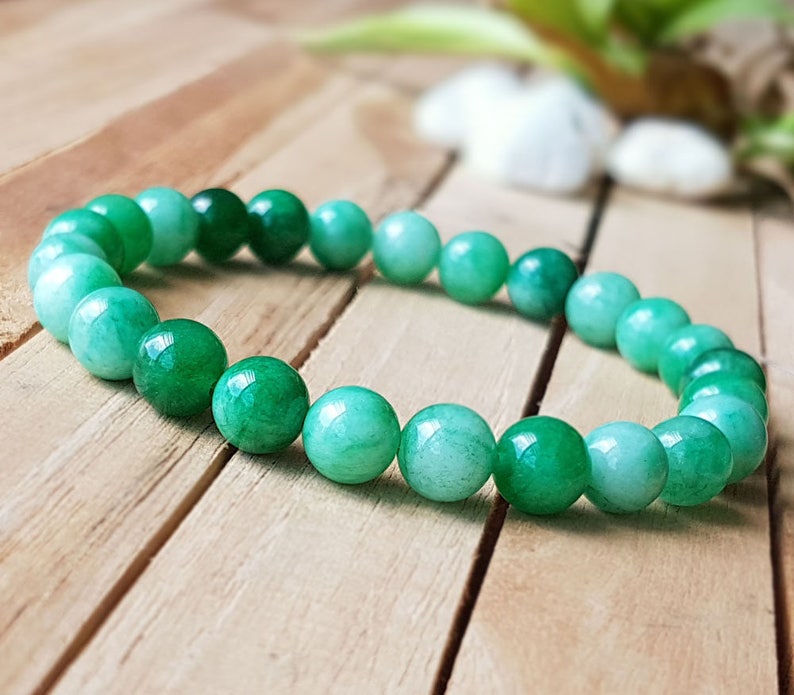 8 Mm Green Quartz Bracelet Yoga Bracelet Beaded Gemstone Etsy