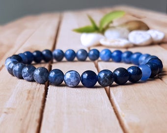 6mm Blue sodalite bracelet, Men yoga bracelet, Blue bracelet, Healing Bead, Protection bracelet, Good Luck bracelet women gift B525