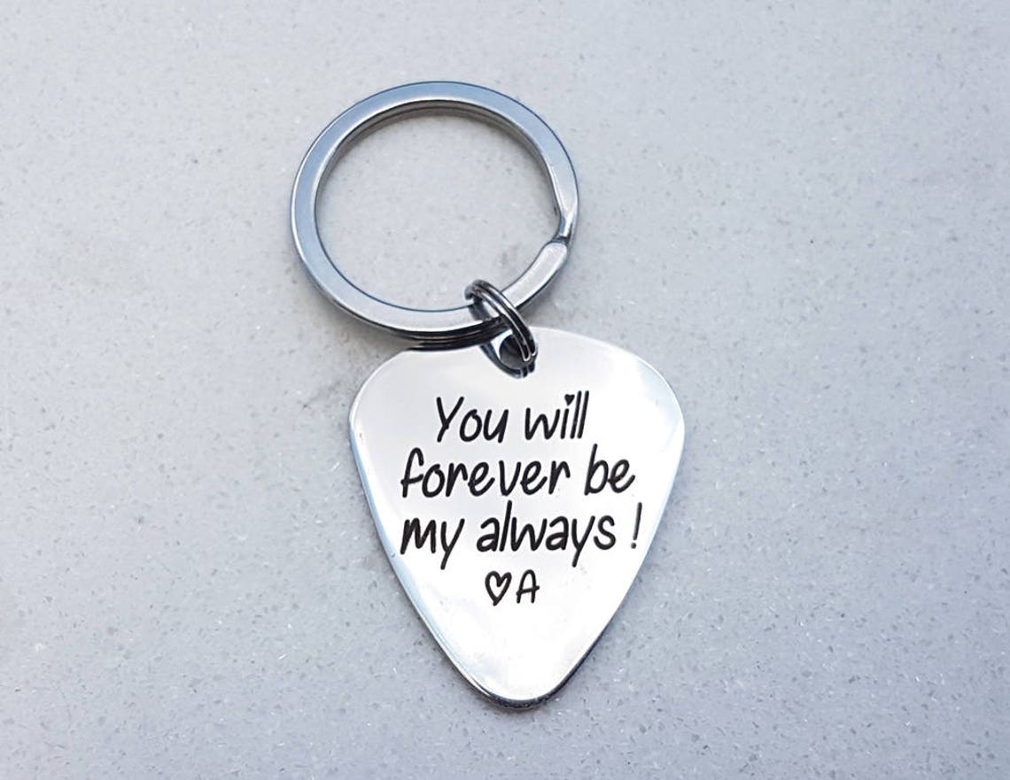 Guitar Pick Keychain Personalized Name Keychain Husband Etsy