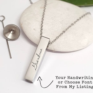Custom Handwriting Urn Necklace Personalized Cremation Urn Necklace for Ashes Jewelry, Bar Memorial Engraving Necklace Pet Ashes Pendant