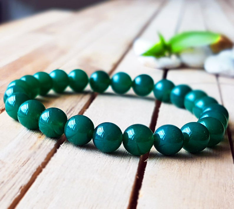 8mm Natural Green Jade bracelet Men yoga bracelet Healing Bead Protection bracelet protective stone for the Mind Blood Stone B527