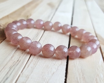 Strawberry quartz Mala Healing Jewelry Yoga Bracelet Zen, Wrist Mala,Meditation Bracelet, women Men Healing Bracelet B33