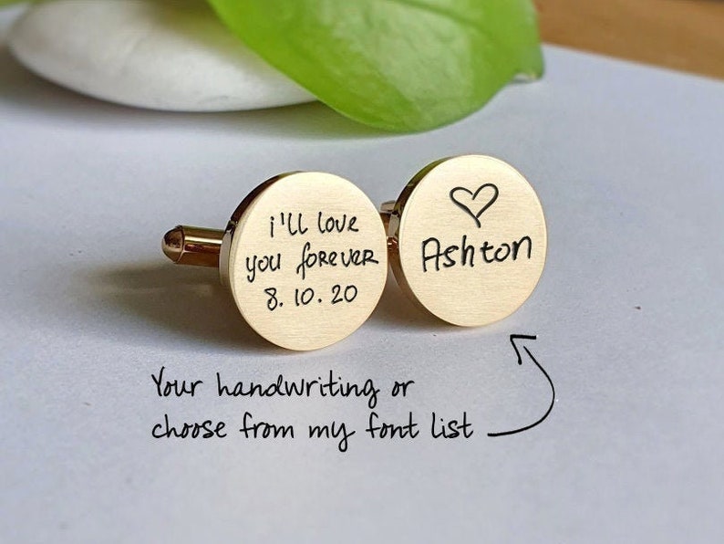 Handwriting CuffLinks Custom Dad Husband Rose Gold Cufflinks Groom Wedding Black Cuff links father day gift Personalized Cuff Links