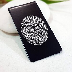 Fingerprint Money Clip, Father's Day Gift, Personalized Gift grandpa Handwriting Gift for Husband dad pepaw grandfather gift footprint image 2