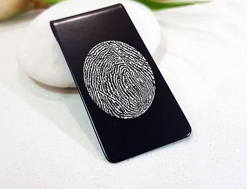 Fingerprint Money Clip, Father's Day Gift, Personalized Gift grandpa Handwriting Gift for Husband dad pepaw grandfather gift footprint image 2