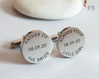 Personalized Cuff links, Father of the Bride Cufflink for Dad Best Man Cufflinks Custom Groomsman Gift wedding gift cufflinks for groom