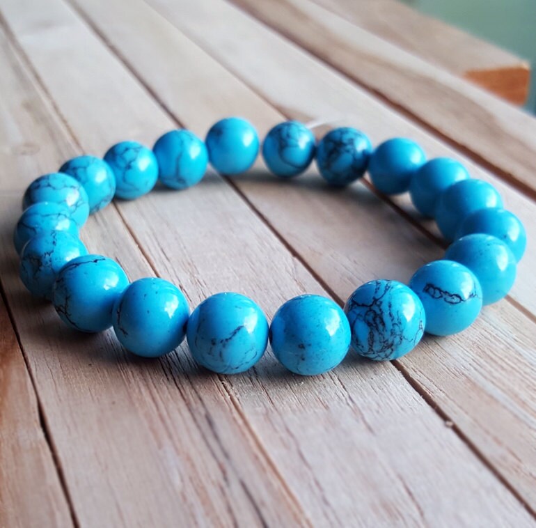10 mm Turquoise bracelet blue bracelet Women bracelet Etsy