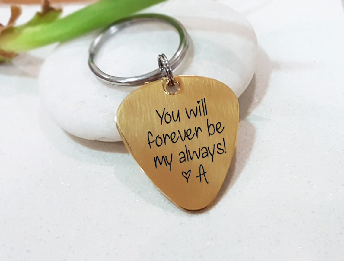 Guitar Pick Signature Keychain Personalized Name Keychain Etsy