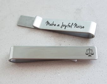 Scales of Justice Tie Clip Gift for Lawyer Gift for Law School Student Lawyer Graduation judge Customized Tie Bar Men Gift Father's Day T13