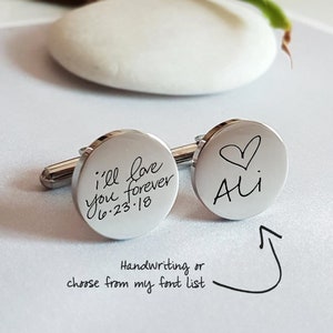 Personalisierte Manschettenknöpfe, Handschrift Manschettenknöpfe, Weihnachtsgeschenk für Papa Ehemann, Benutzerdefinierte Bräutigam Manschettenknöpfe Hochzeit Manschettenknöpfe Vater Braut