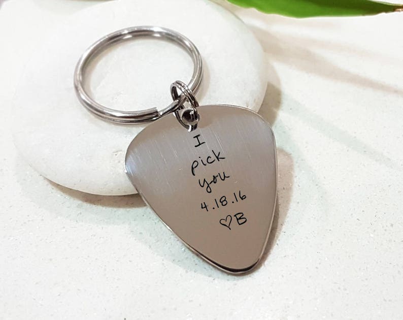 Guitar Pick Keychain Personalized Name Keychain Boyfriend Etsy