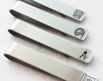 Customized Tie clip Gift for him dad husband Architect gift Customized Tie Clip drawing Men Father's Day birthday gift graduation gift
