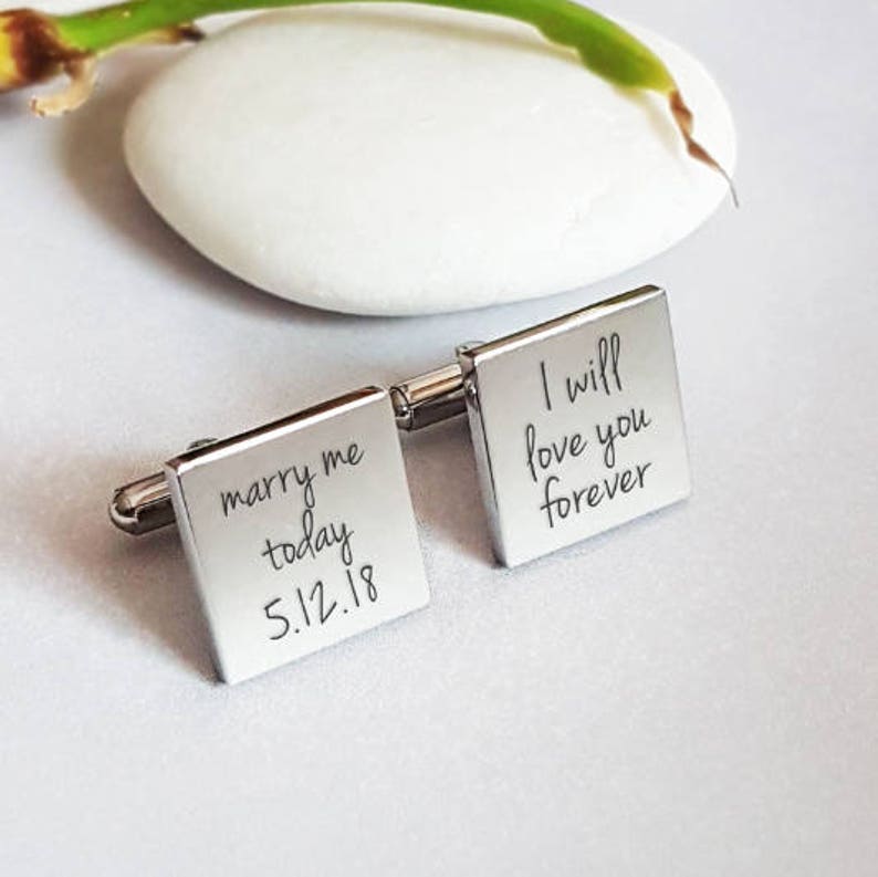 Personalized Cuff Links, Handwriting CuffLinks, Christmas Gift for Dad Husband, Custom Groom Cufflink Wedding Cuff links father bride image 3