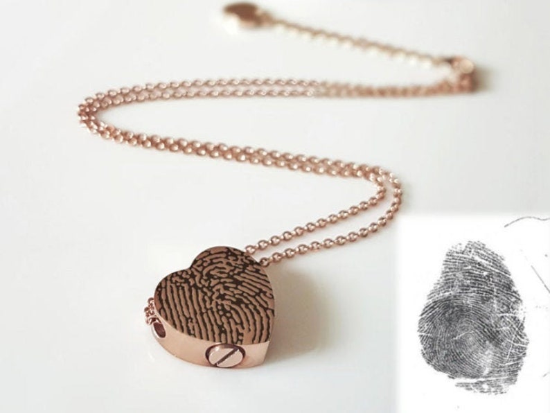 Fingerprint handwriting Urn Necklace Memorial Ash Keepsake Etsy