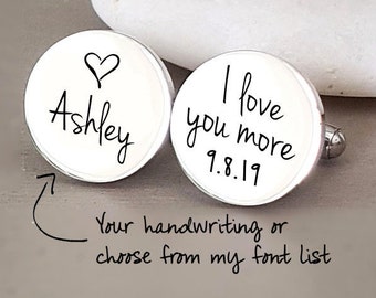 Personalized Cuff Links for Groom, Wedding Gift for Husband Cufflinks, Custom Cuff Links, Groom Cuff links, I love you more Cufflinks dad