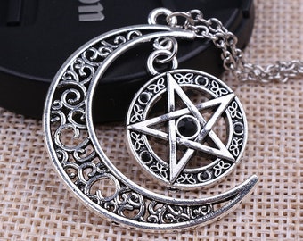 Suvani Jewelry 925 Sterling Silver 19 mm Pentagram Pentacle Star Amulet Protective Pendant Necklace 18