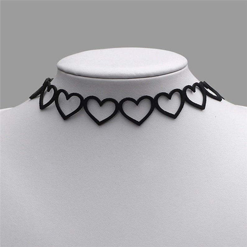 Cut Out Heart Shaped Black Velvet Choker Heart Shaped Choker Etsy