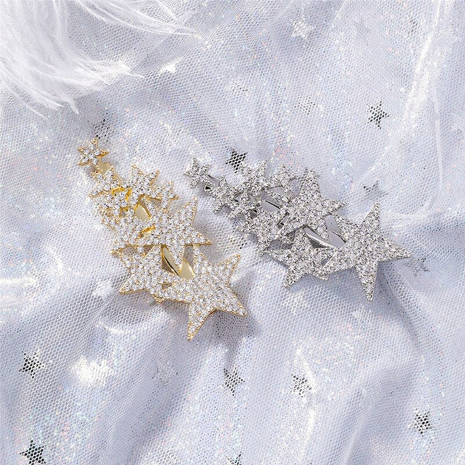 Rhinestone Star Barrette Crystal Star Barrette Star Etsy