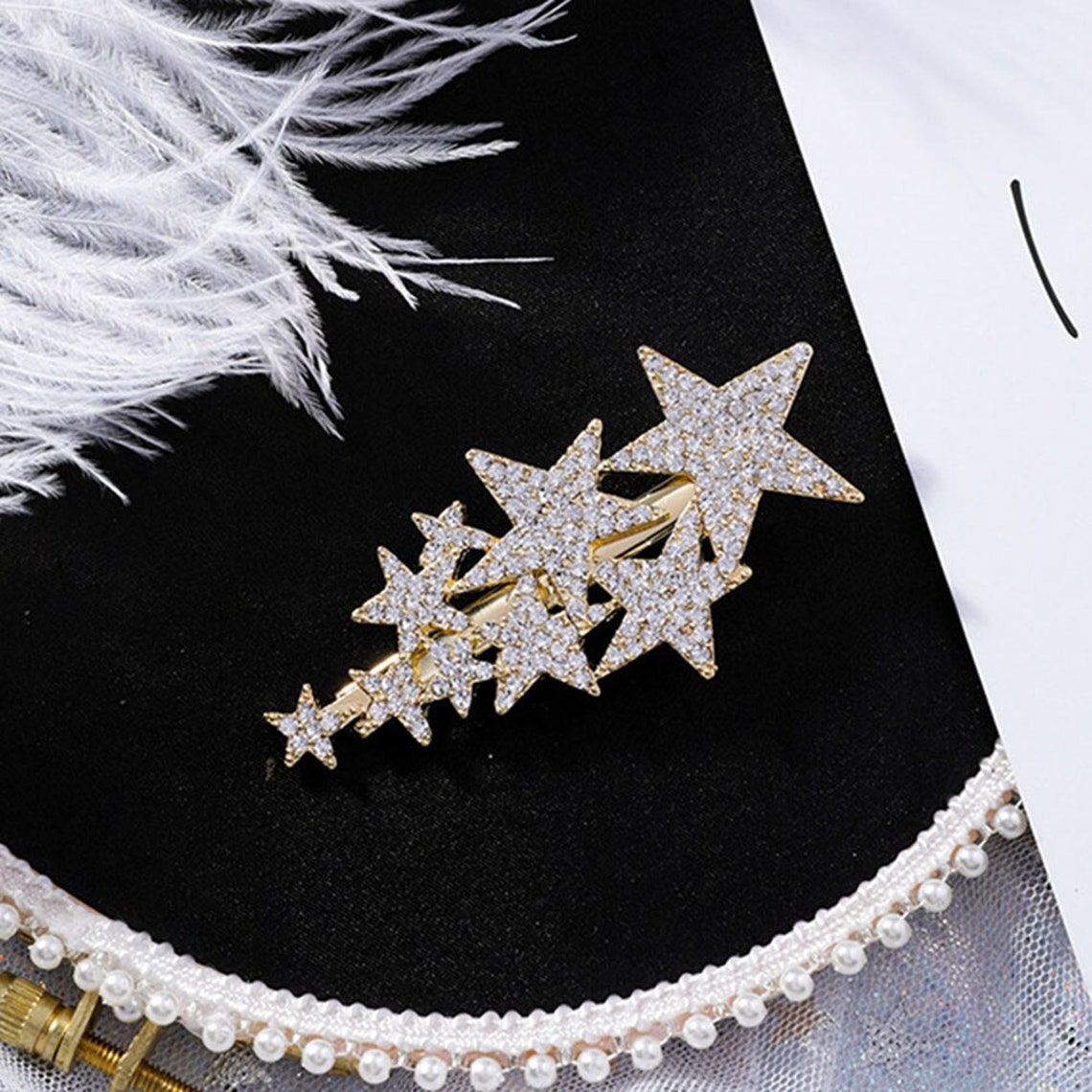 Rhinestone Star Barrette Crystal Star Barrette Star Etsy