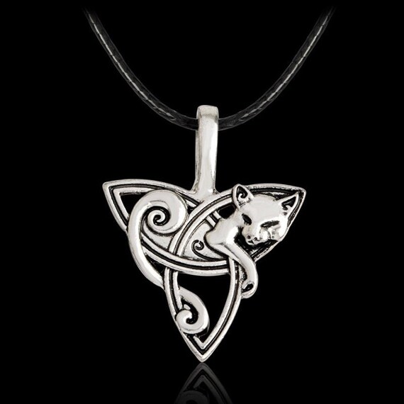 Vikings Amulet Pendant Kitty Cat Necklace Celtic Animal Necklace Men Jewelry