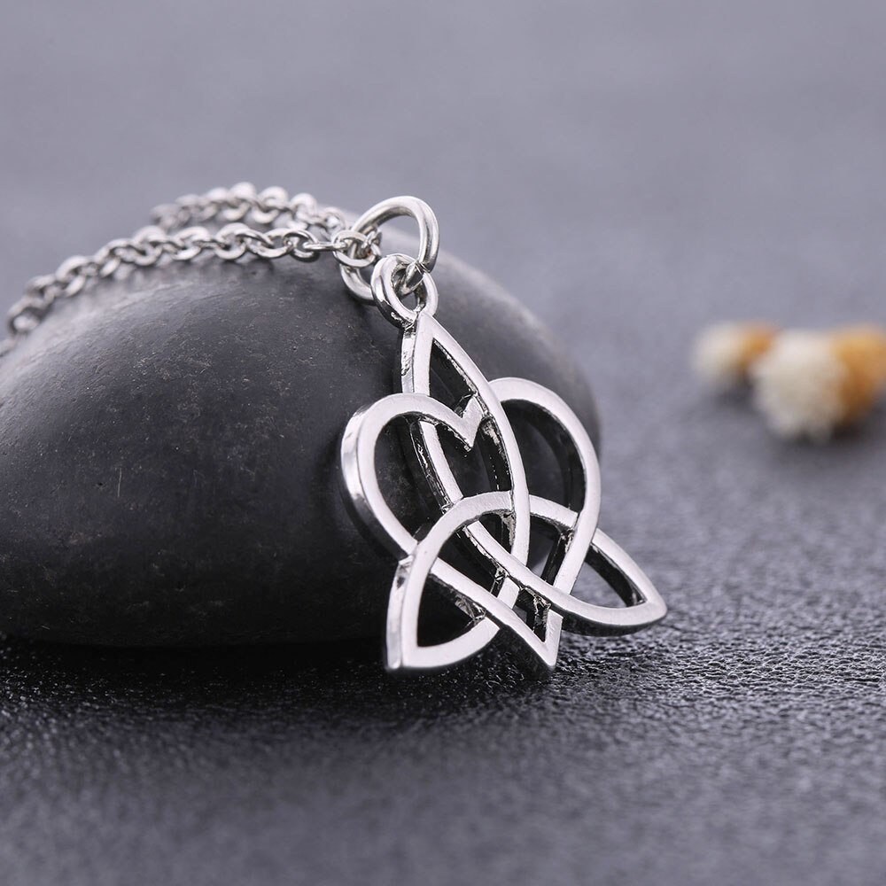 Antique Silver Celtic Knot Heart Pendant Necklace Silver Etsy