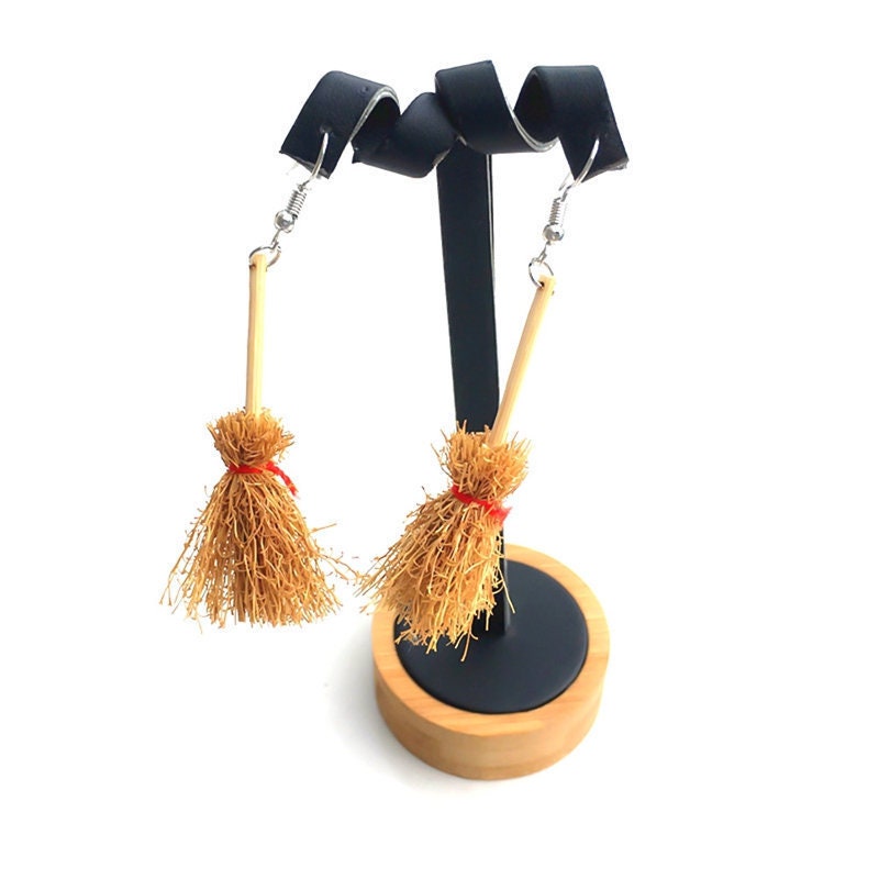 broomstick Witch on a besom earrings