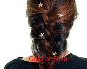 Golden Stars Spiral Metal Hair Studs - Star Hair Pin - Wedding Beach Bride -  Hairstyle Embellishment - Hair Jewelry Accessory - Hair Clip
