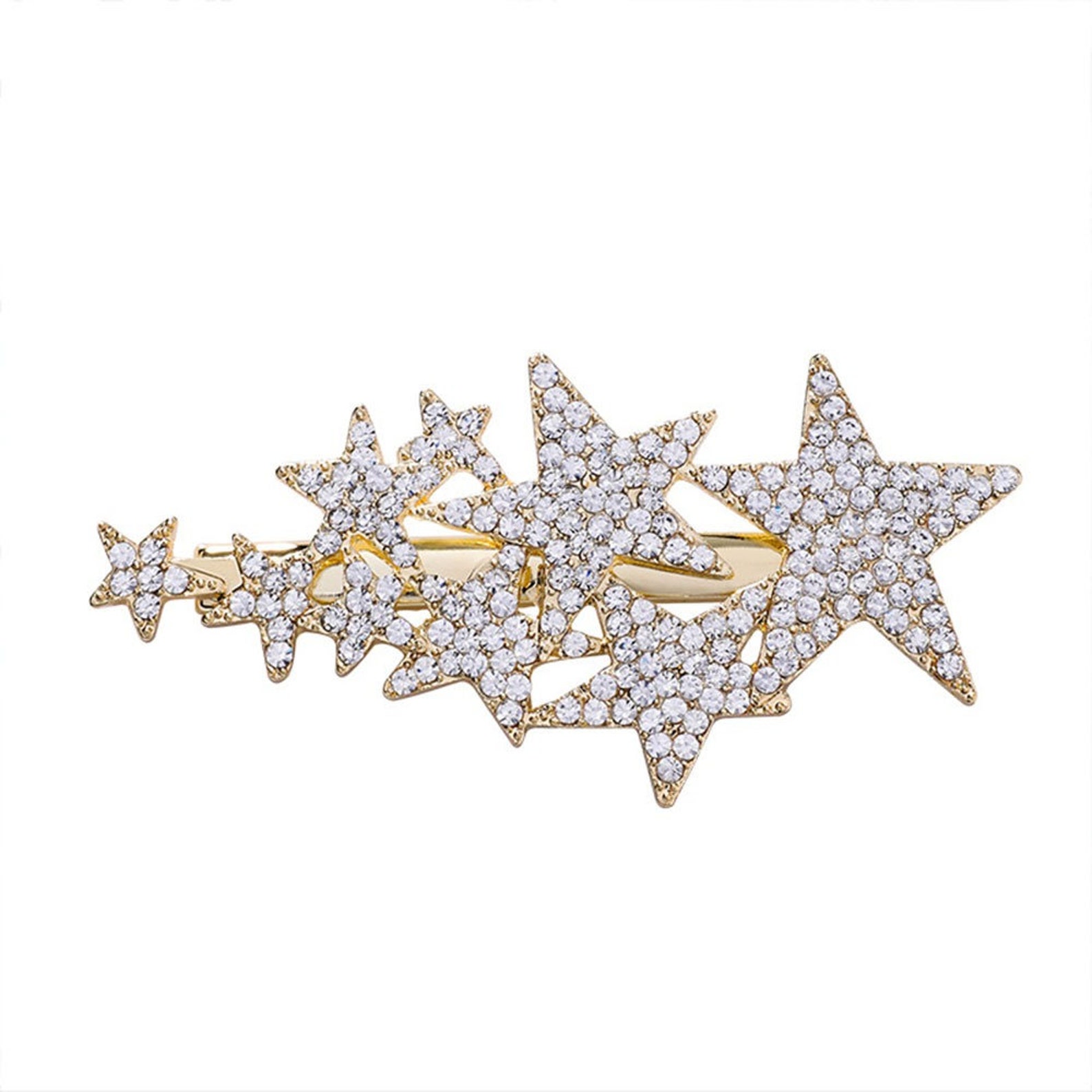 Rhinestone Star Barrette Crystal Star Barrette Star Etsy