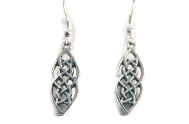 Long Silver Celtic Knot Earrings Celtic jewelry Silver Jewelry Celtic Earrings
