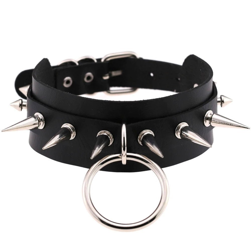 Emo Spike Choker Punk Gothic Collar Necklace Fashion Vegan Leather Belt  Choker