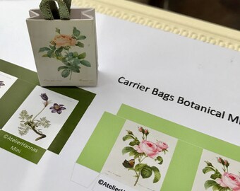 Miniature Carrier Bags with vintage botanical print