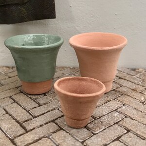 NEW MiniatureFlower pots in real clay image 2