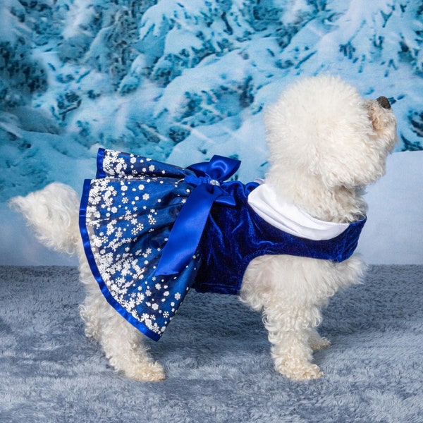 Holiday Dog Harness Dress - Snowflakes 78544