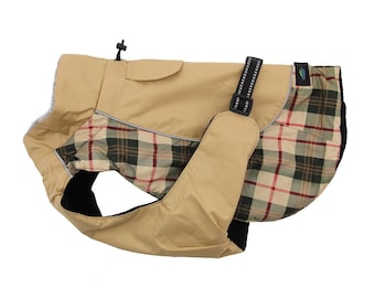 Alpine All-Weather Dog Coat - Beige Plaid 65167