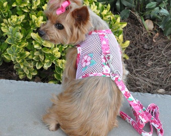 Doggie Design Cool Mesh Dog Harness - Hawaiian Hibiscus Pink F-60977