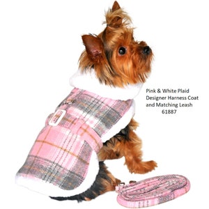 Plaid Fur-Trimmed Dog Harness Coat-61887