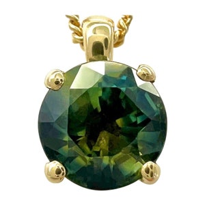 Unique 1ct Natural Parti Color Sapphire & Diamond 18k Gold Hidden Halo Pendant