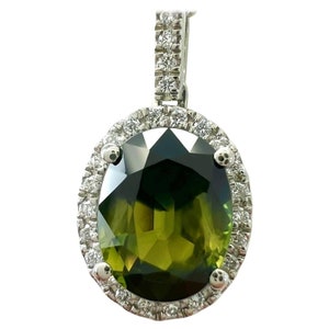 1.55ct Natural Parti Colour Sapphire Diamond 950 Platinum Halo Pendant Necklace