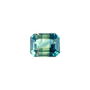 NATURAL Bi Colour Blue Green 0.98ct Sapphire Emerald Cut Loose Gem 5.8x4.8mm VS