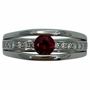 GIA Certified UNTREATED Fine Vivid Red Ruby and Diamond Platinum Modern Style Ring