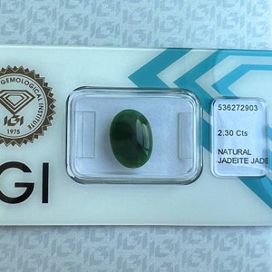RARE 2.30ct IGI CERTIFIED jadeite jade ‘a’ grade deep green oval cabochon gem