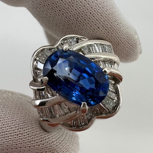 3.27 Carat Ceylon Blue Sapphire and Diamond Platinum Fancy Cocktail Cluster Ring