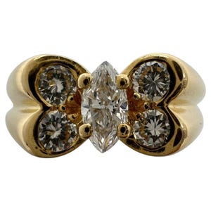 Vintage Van Cleef & Arpels Diamond Marquise Celia Butterfly 18k Yellow Gold Ring