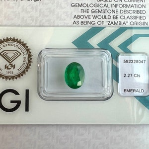 IGI CERTIFIED 2.27ct DEEP green natural emerald oval cut minor oil loose gem