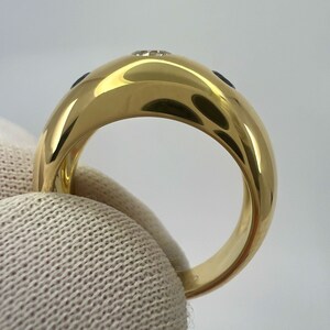 Cartier Diamond And Blue Sapphire 18k Yellow Gold Three Stone Dome Daphne Ring