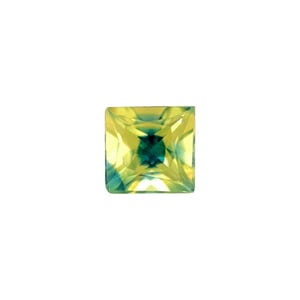 NATURAL Parti Colour Yellow Blue RARE Sapphire 0.56ct Square Princess Cut 4.5mm